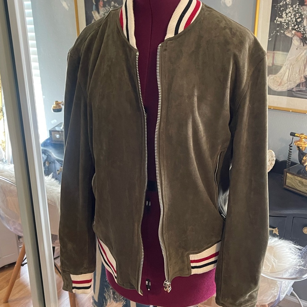 Blank NYC Olive Suede Bomber Jacket